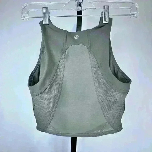 Lululemon Women's Mesh Paneled Training Shelf Tank Top Size 4 Army Green - Picture 2 of 5